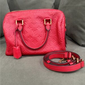 Louis Vuitton Speedy Bandouliere Bag Monogram Empreinte Leather 25